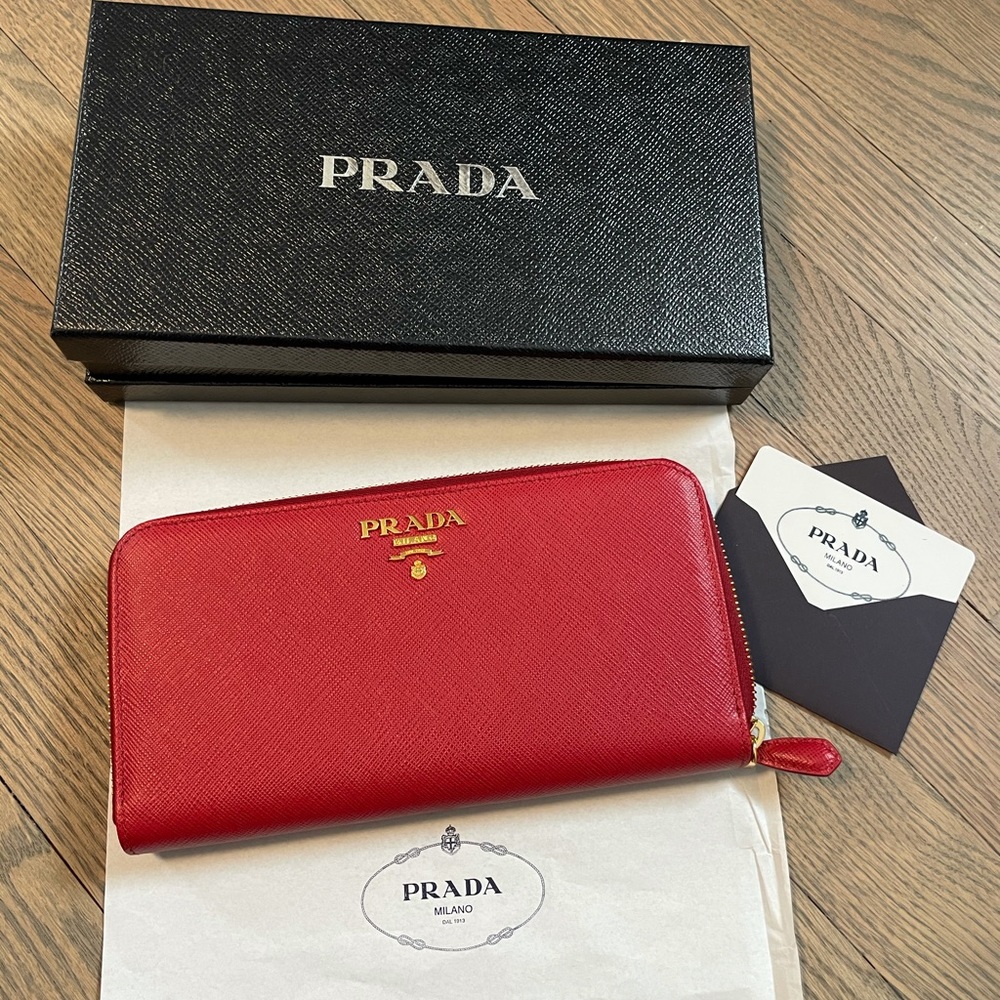 Brand new with original box PRADA saffron leather wallet